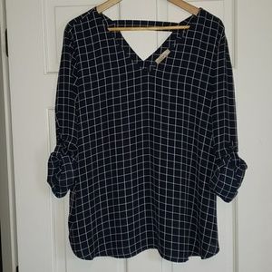 Navy and white blouse